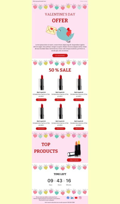 Email template preview of template: Love at First Discount: Valentine's Day Deals