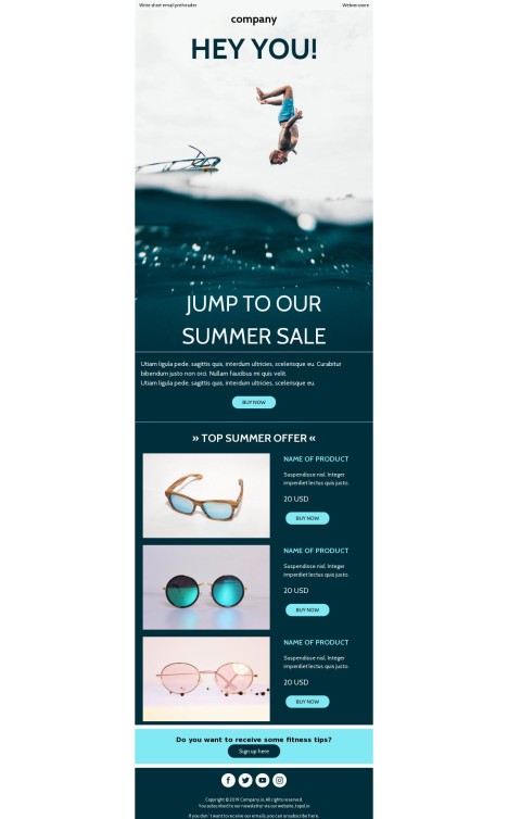 Email template preview of template: Jump to our summer sale