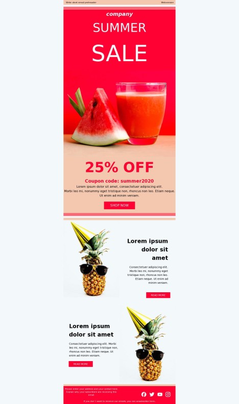 Email template preview of template: Summer sale template