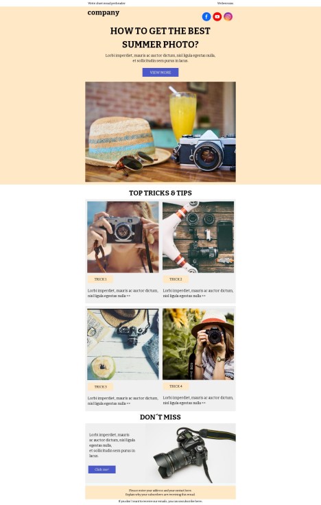 Email template preview of template: How to get the best photo