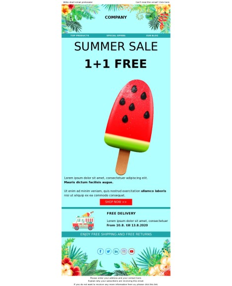 Email template preview of template: Season of Savings: Summer Sale Specials