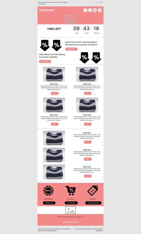 Email template preview of template: Unbeatable Bargains: Black Friday Finds