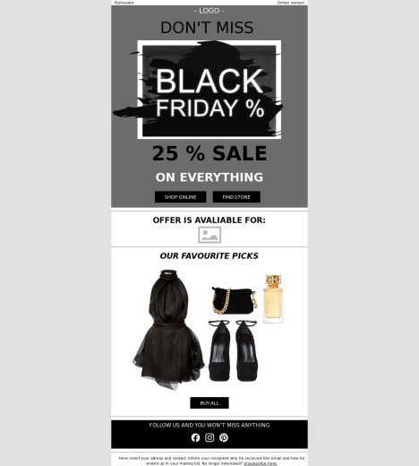 Email template preview of template: The Big Deal Day: Black Friday Specials