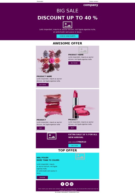 Email template preview of template: Click, Save, Love: Cyber Monday Savings