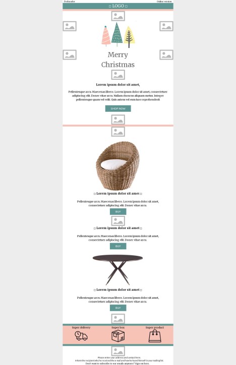 Email template preview of template: Ecommerce store Christmas