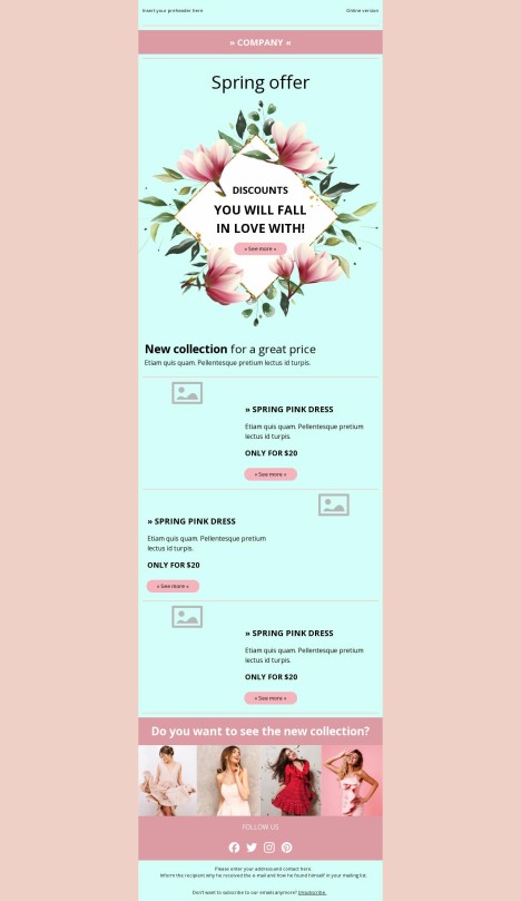 Email template preview of template: Spring Offer for store