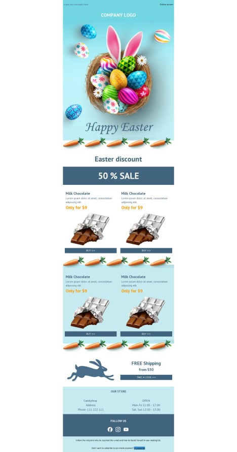 Email template preview of template: Easter discount sale