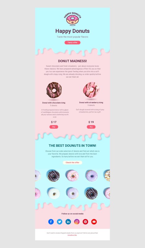 Email template preview of template: The Best Donuts in Town