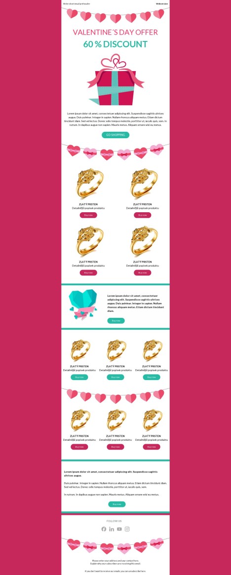 Email template preview of template: Valentine's day shopping