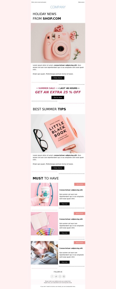 Email template preview of template: Holiday News Company