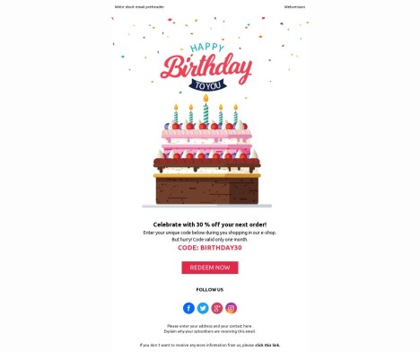 Email template preview of template: Happy Birthday With Code