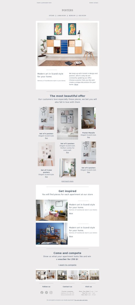 Email template preview of template: Scandi style furniture
