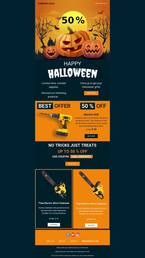 Email template preview of template: Happy Halloween gifts