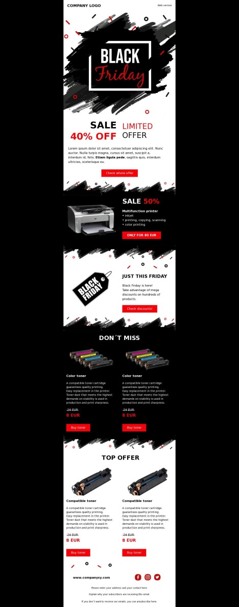 Email template preview of template: Black Friday limited offer