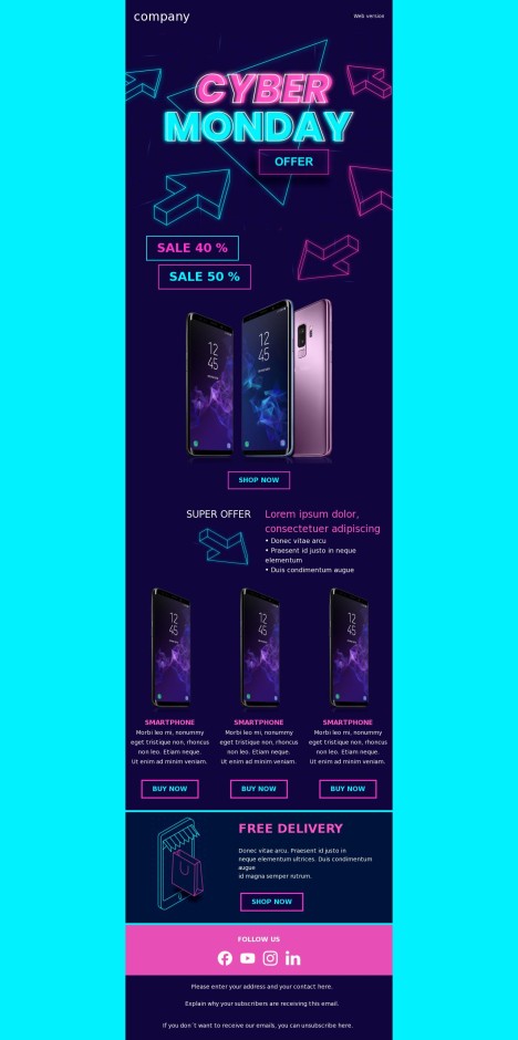 Email template preview of template: Cyber Monday sale