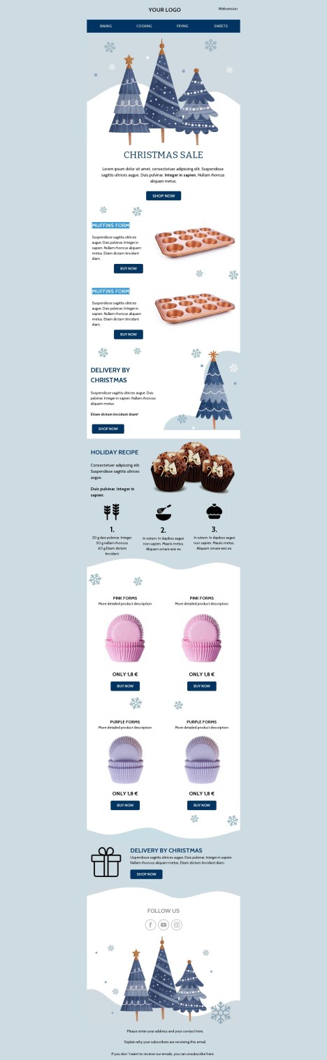 Email template preview of template: Bakery Christmas Sale