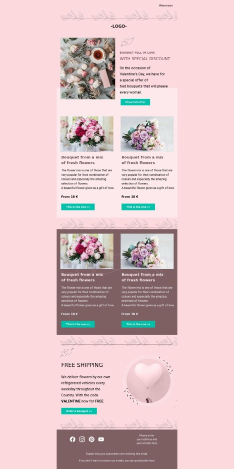 Email template preview of template: Valentine's special discount