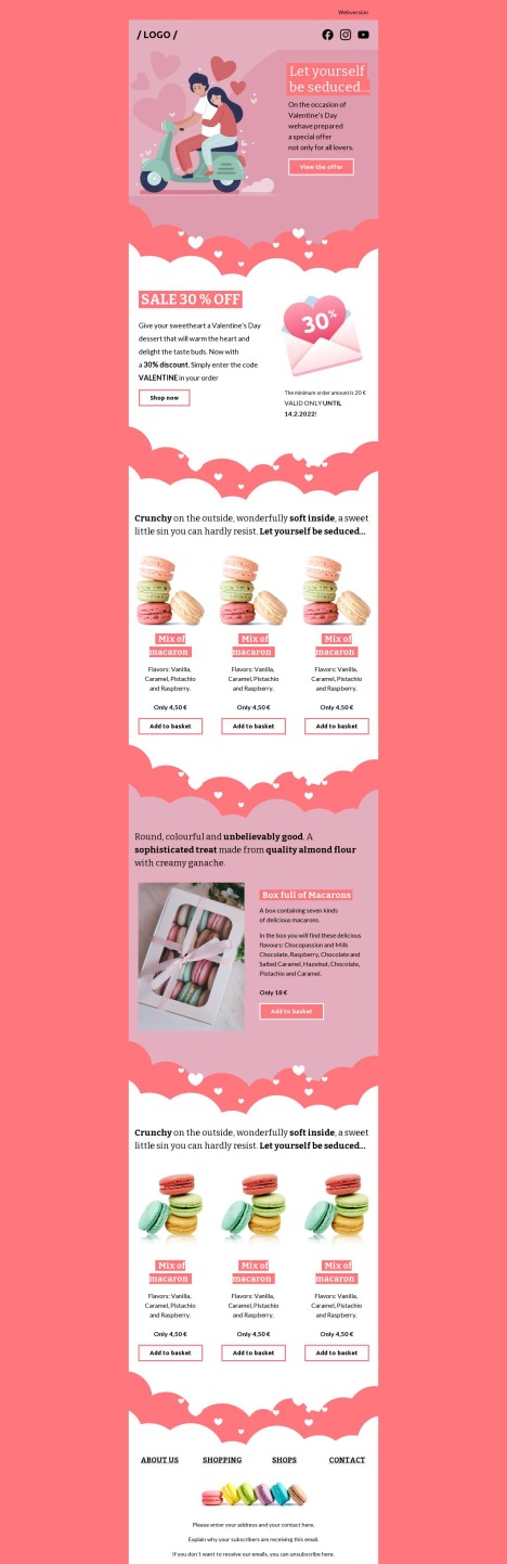 Email template preview of template: Valentine's Day special offer