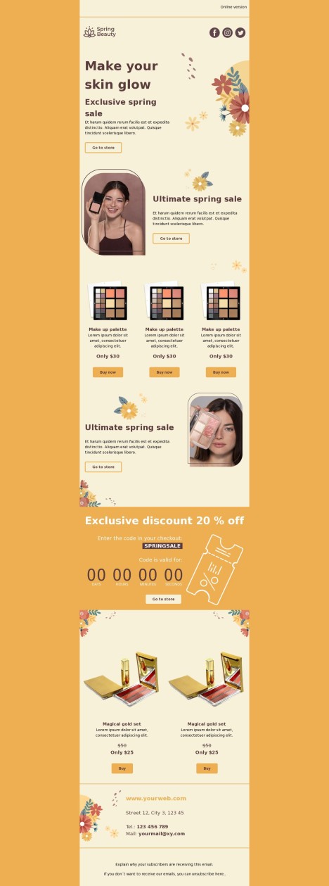 Email template preview of template: Make your skin glow