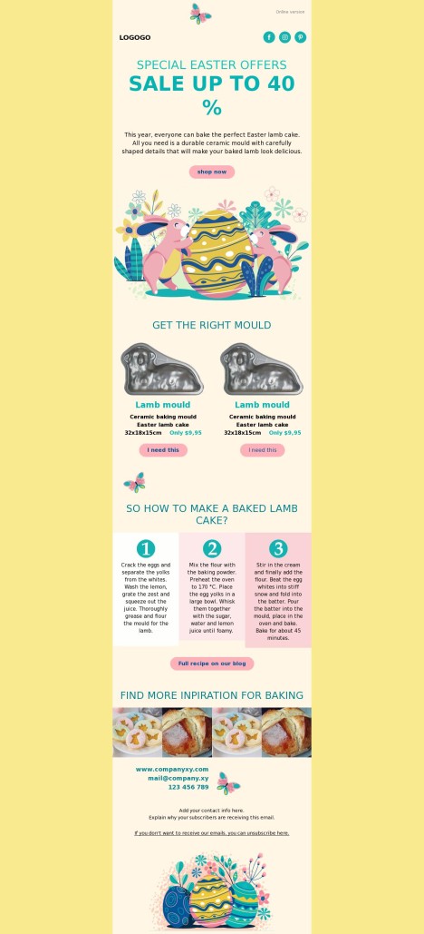 Email template preview of template: Special Easter Offers Sale Up