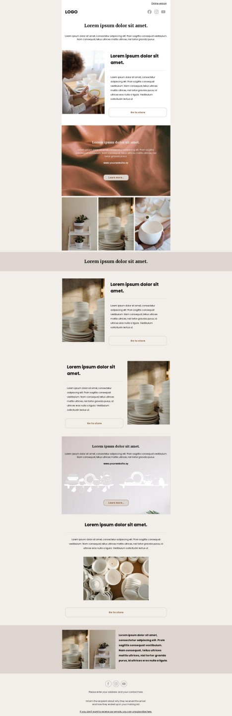 Email template preview of template: Ceramics course