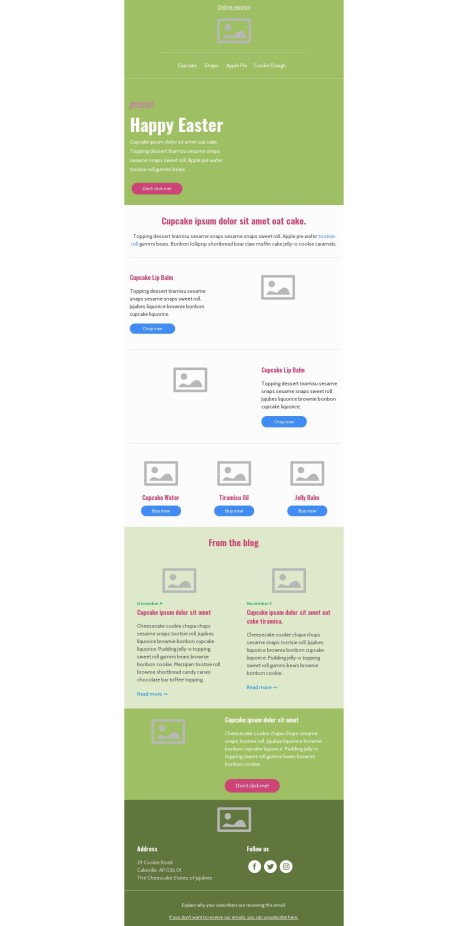Email template preview of template: Easter - Newsletter Products & Services
