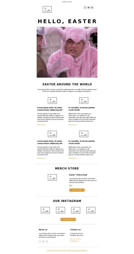 Email template preview of template: Easter Newsletter Modern Minimal