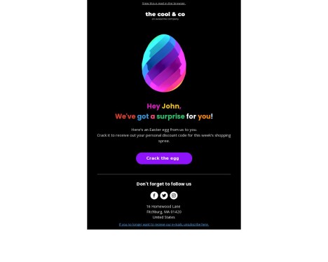Email template preview of template: Easter Egg Crack Surprise