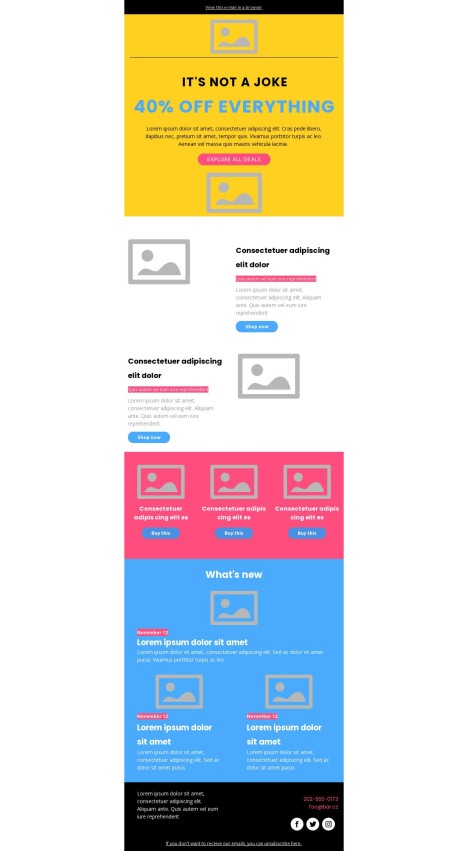 Email template preview of template: April Fool's newsletter product