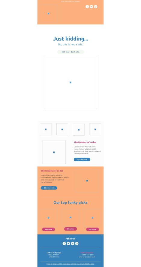 Email template preview of template: April Fool's Newsletter - Offer