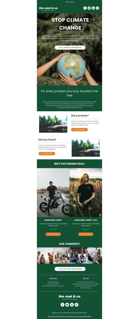 Email template preview of template: Earth Day Newsletter