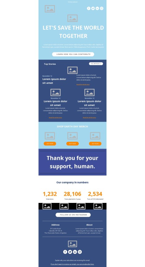 Email template preview of template: Earth Day Newsletter