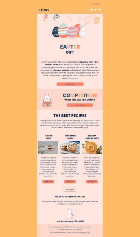 Email template preview of template: Easter 2024 is here!