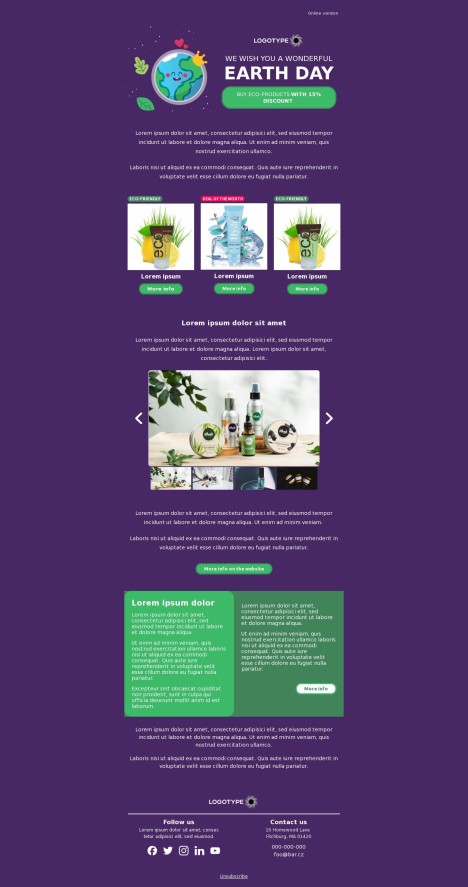 Email template preview of template: Earth Day 2024