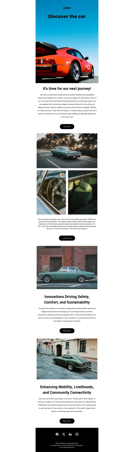 Email template preview of template: Auto moto article template