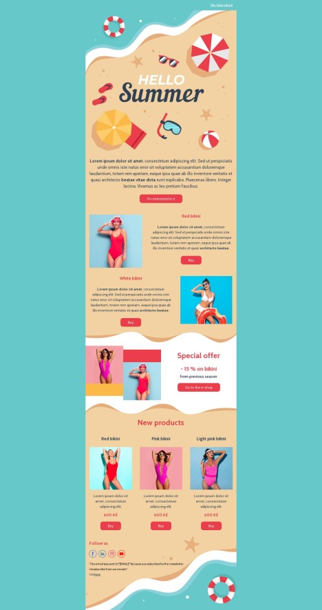 Email template preview of template: Hello summer
