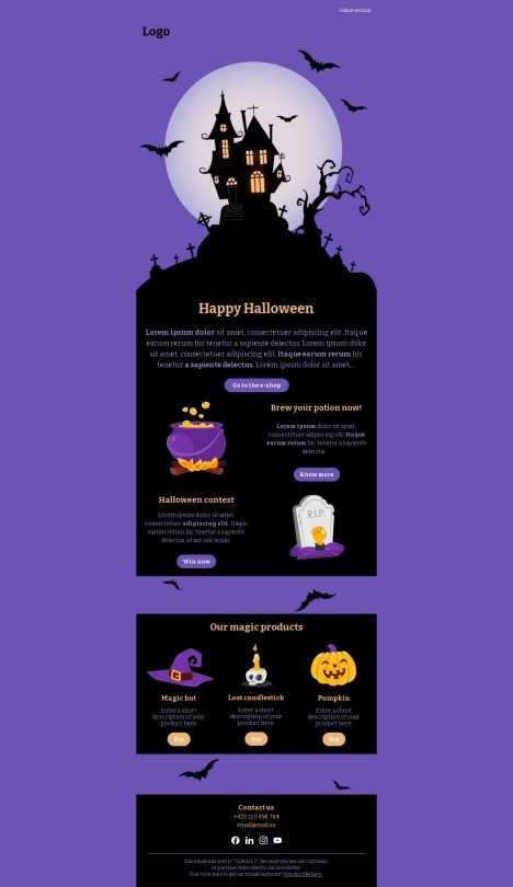 Email template preview of template: Happy Halloween