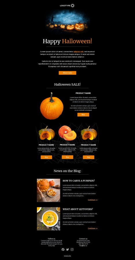 Email template preview of template: Halloween is coming
