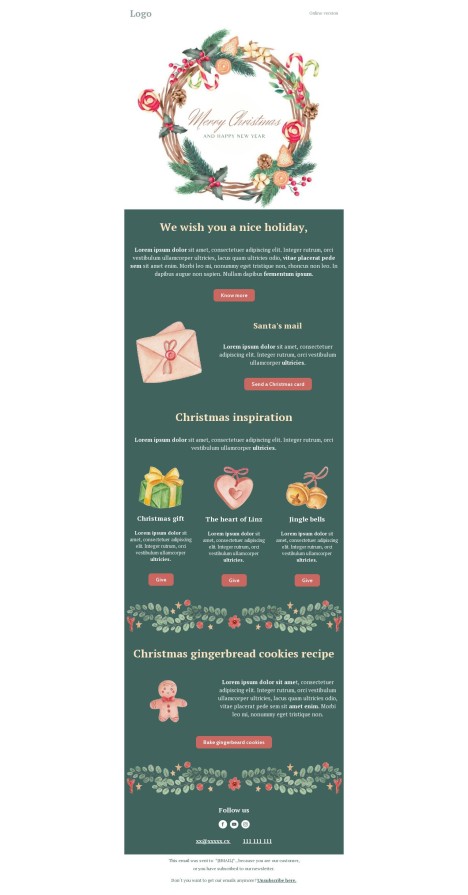 Email template preview of template: Merry Christmas inspiration