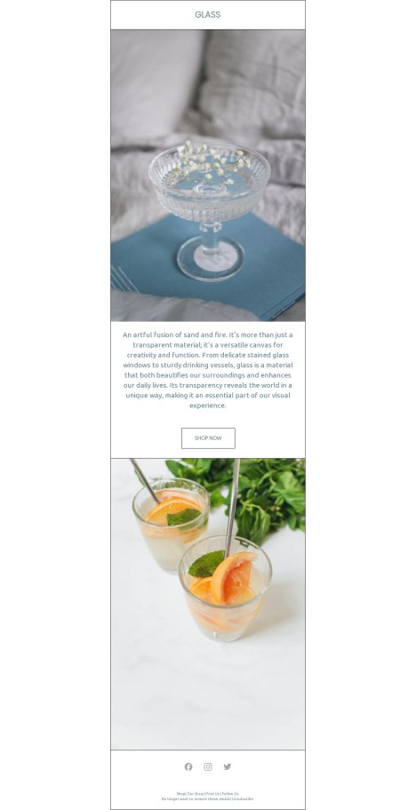 Email template preview of template: Design glass template