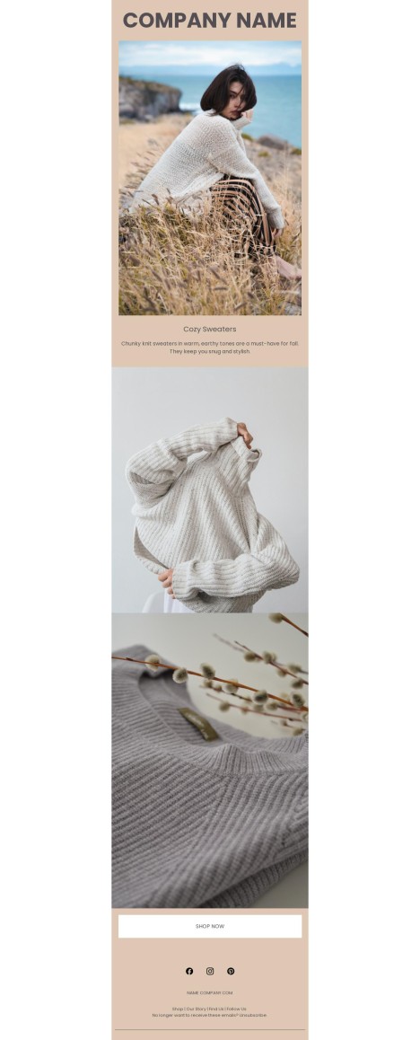 Email template preview of template: Cozy Sweaters