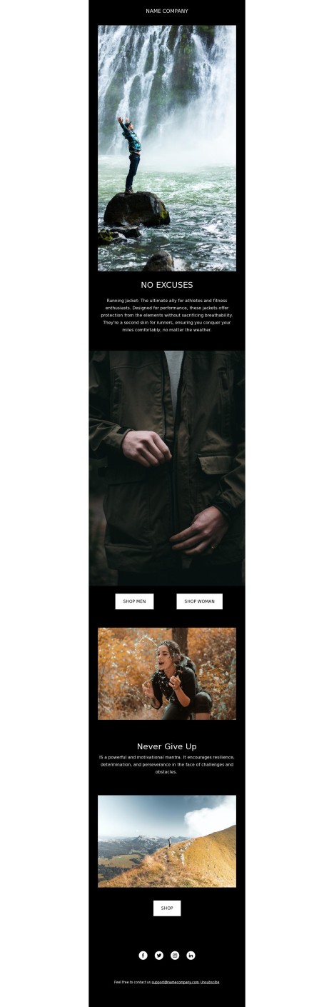 Email template preview of template: Sportswear
