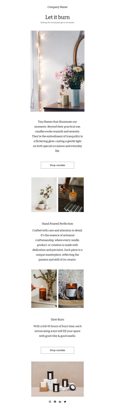 Email template preview of template: Shop for candles