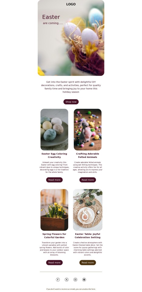 Email template preview of template: Article about easter
