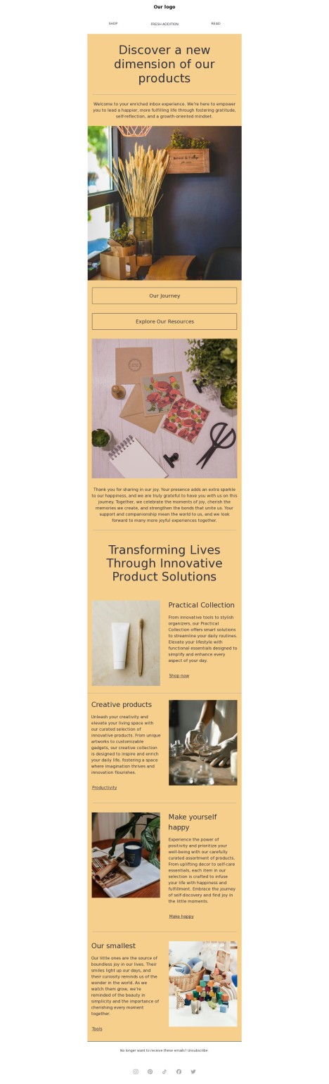 Email template preview of template: Product Spotlight
