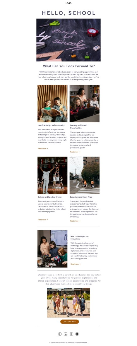 Email template preview of template: New school year article