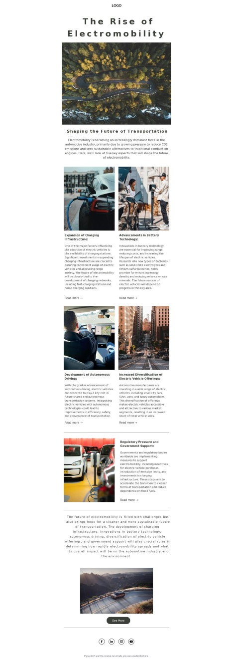 Email template preview of template: Electromobility article