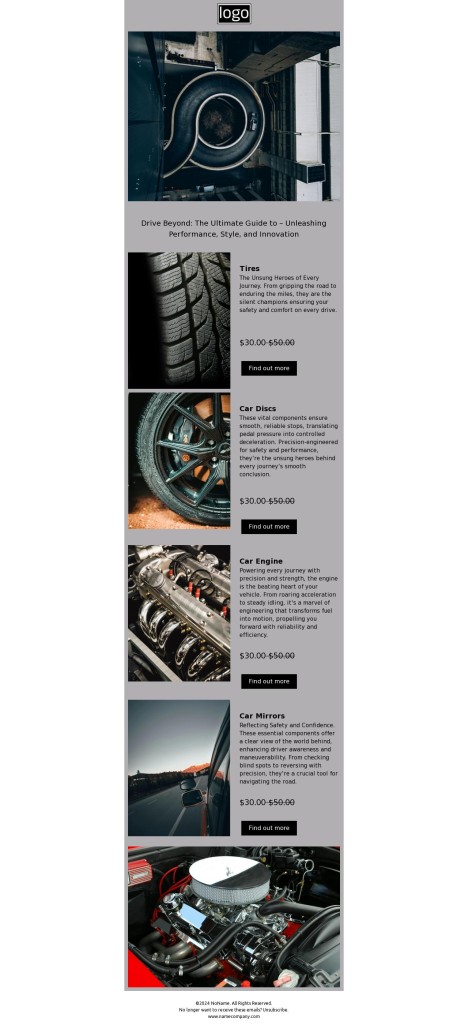 Email template preview of template: Auto & moto product