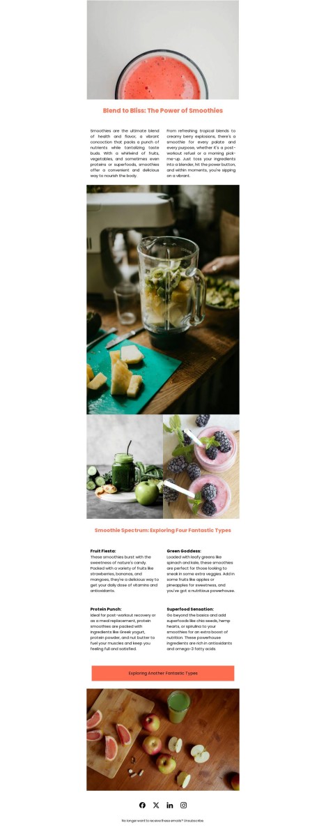 Email template preview of template: The Power of Smoothies