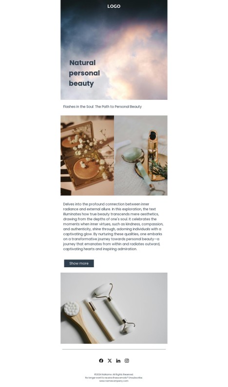 Email template preview of template: Natural personal beauty
